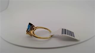 Blue Topaz Lady's Stone Ring 10K Yellow Gold 1.82g Size:6
